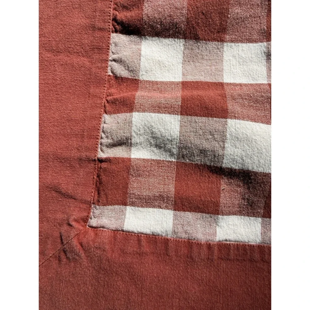 VTG Williams-Sonoma Tablecloth Rust Terracotta White Gingham Check 68x78 Cotton
